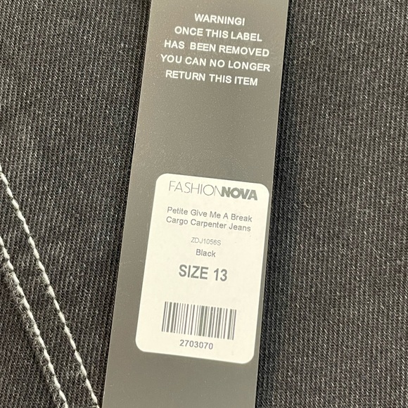 Fashion nova women’s juniors size 13 cargo carpenter denim pants stretch NWT - Picture 9 of 9